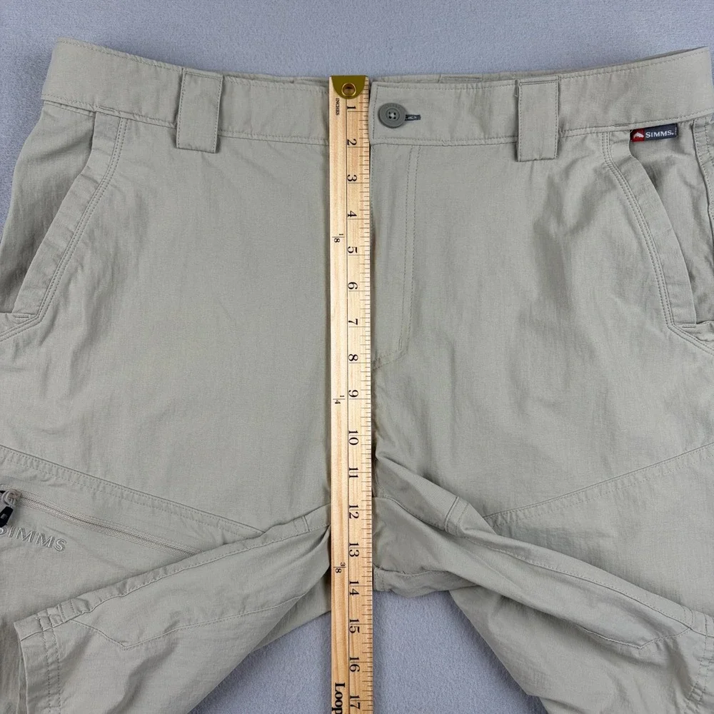 Simms Mens Large Tan Stretch Waist Quick Dry Fishing Wet Wading Shorts Hiking
